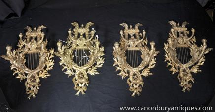 Set 4 Louis XV Ormolu Sconces Wall Lights Appliques Candelabras 
