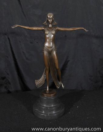 Bronze Art Deco Statue Figurine by Joe Descomps French 1920s 