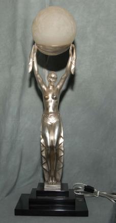 Art Deco Bronze Figurine Lamp Light French Statue