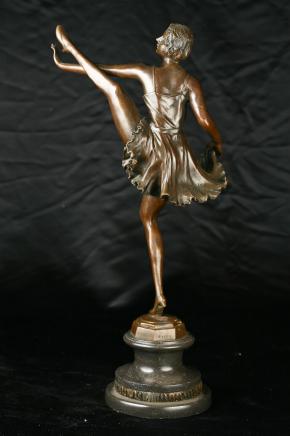 Bronze Bruno Zack Signed Dancing Deco Figurine Girl Can Can Dancer