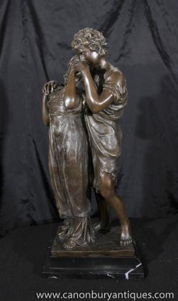 Italian Bronze Kissing Lovers Statue by Madrassi Figurine 