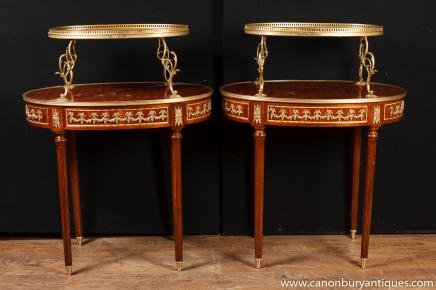 Pair French Empire Etagere Side Tables Tiered Table 