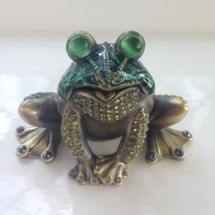 Beautiful Enamel & Diamonte Frog Trinket Keepsake 