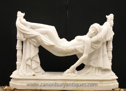 Italian Marble Statue Sleeping Beauty by Antonio Frilli Carved Sculpture Nude 