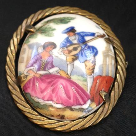 Antique French Limoge Brooch