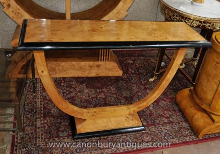 Art Deco Oggee Console Table Blonde Walnut Hall Tables 