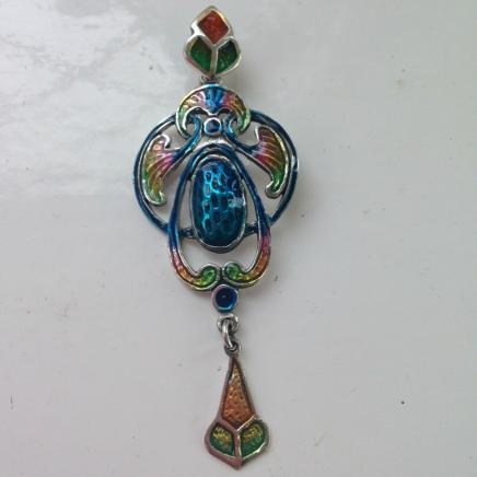Art Nouveau Iridescent Drop Pendant