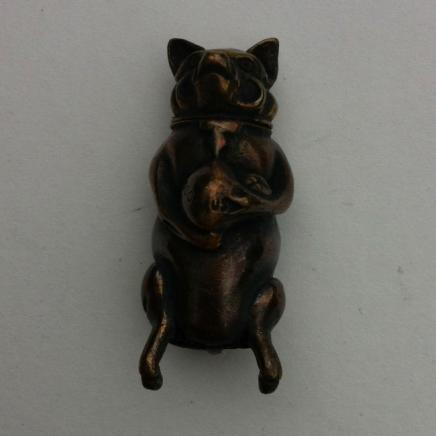 Brass Piglet Carrying Pot of Money Vesta