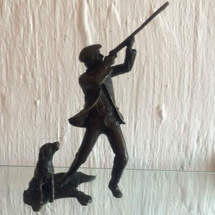 Bronze Gentleman with Dog Signed Thorburn