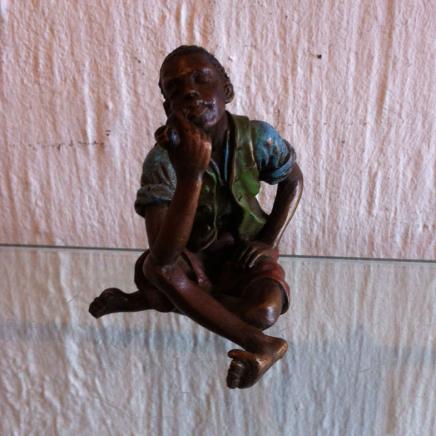 Cold Painted Bronze Gentleman Smoking Pipe