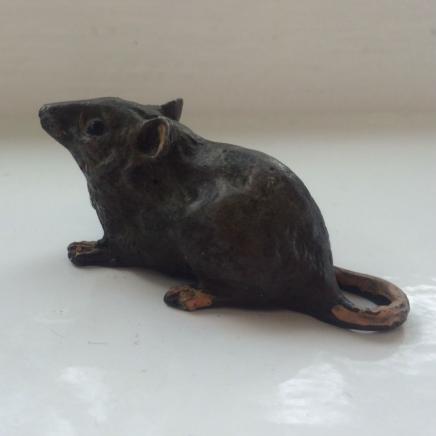 Cold Painted Bronze Rat