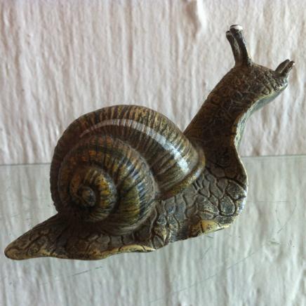 Cold Painted Vienna Bronze in Shape of Snail Signed Bergman