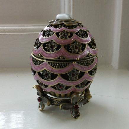 Enamel Egg Trinket with Ladies Shoe Hidden Inside