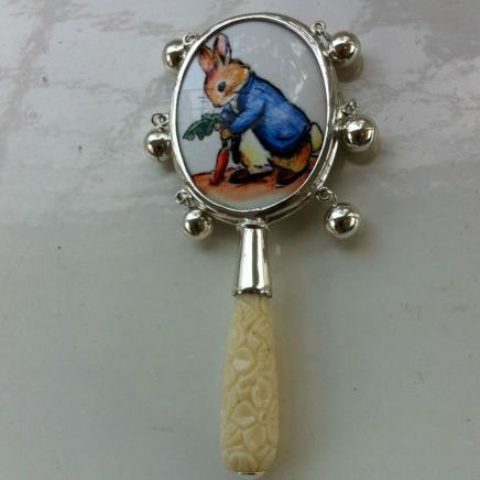 Fine Silver Filigree Beatrix Potter Baby Rattle