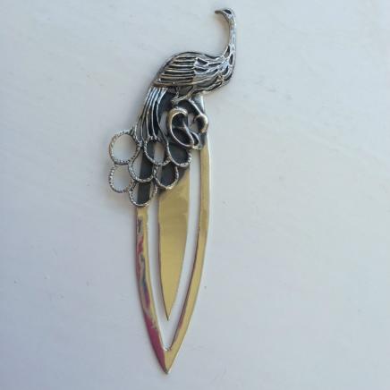 Fine Silver Peacock Book Mark