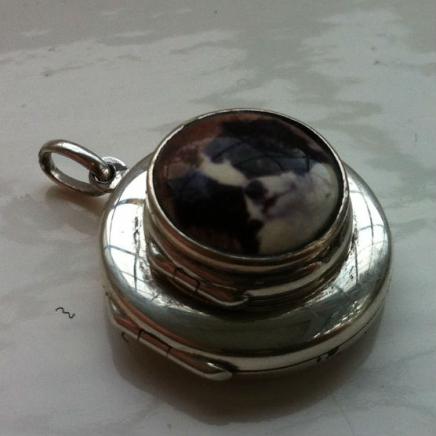 Fine Silver Pendant with Enamel Dog Hallmarked