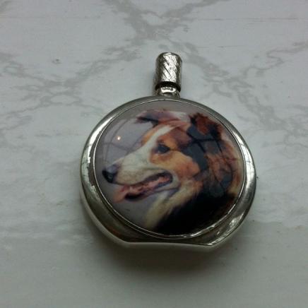 Fine Silver Scent Bottle with Collie Dog