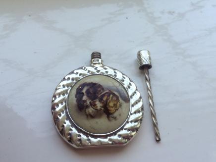 Fine Silver Spaniel Dog Scent Bottle