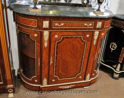French Empire Cabinet Sideboard Kingwood Marble Top Credenza Server
