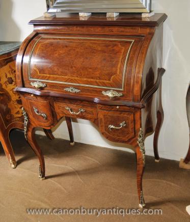 French Louis XV Roll Top Desk Bureau Table