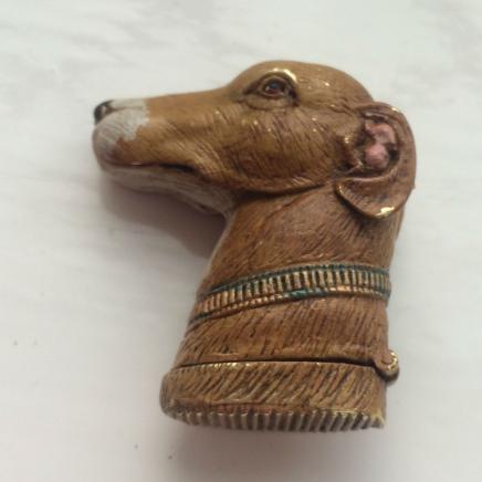 Hand Painted Brass Dog Vesta