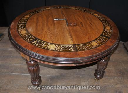 Large Victorian Walnut Inlay Dining Table Tables Leaf System