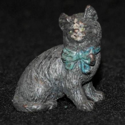 Little Bronze Cat Wearing Bow