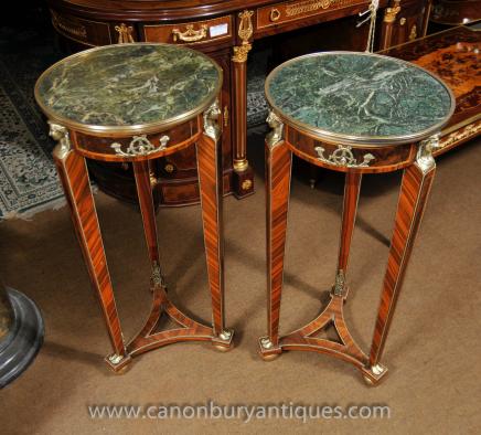 Pair French Empire Side Pedestal Tables Pharo Legs