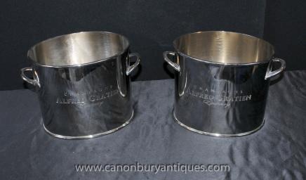 Pair French Silver Plate Champagne Buckets Alfred Gratien