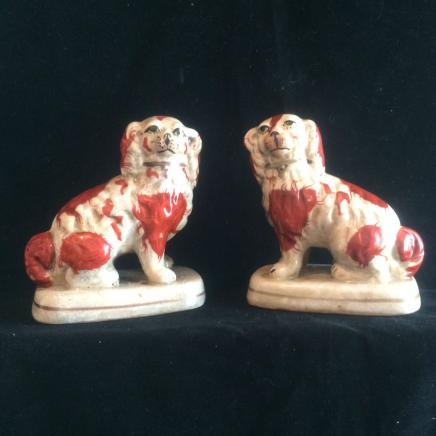 Pair Porcelain Staffordshire Spaniel Dogs
