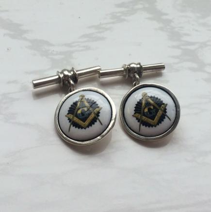 Pair Sterling Silver Masonic Cufflinks