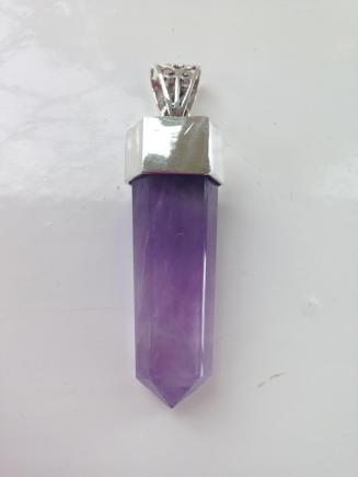 Silver & Filgree Purple Crystal Droplet Pendant