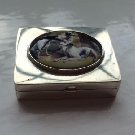 Solid Silver Vinaigrette with Enamel Dogs