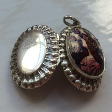 Sterling Silver Art Nouveau Lady Pendant