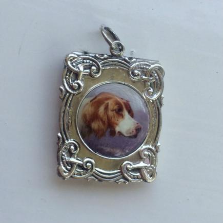 Sterling Silver & Enamel Dog Stamp Holder Pendant