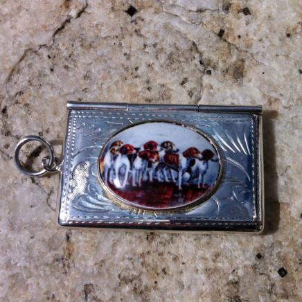 Sterling Silver & Enamel Pack Hounds Stamp Holder Pendant