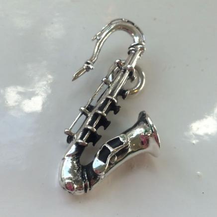 Sterling Silver Pendant in Shape of Saxophone