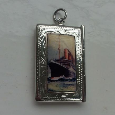 Sterling Silver Ship Stamp Holder Pendant