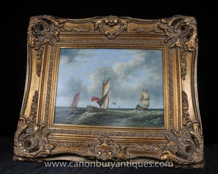 Victorian Oil Painting Maritime Ship Scene Seascape