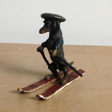 Vienna Skiing Dog Bronze Franz Bergman