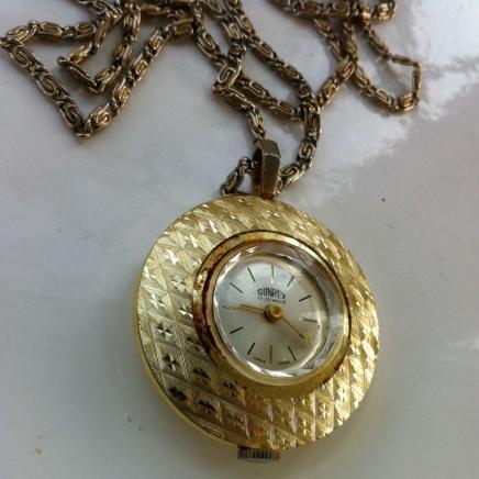 Vintage Swiss Made 'Sunrex' Pendant Watch & Chain