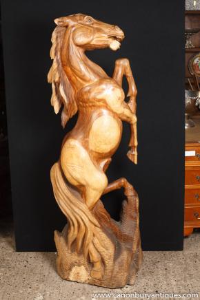 Big French Hand Carved Horse Sculpture Statue Pony Art 