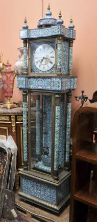 French Antique Cloisonne Grandfather Clock Chinese Original Champleve
