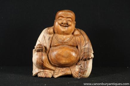 Hand Carved Happy Hotei Buddha Statue Buddhist Buddhism 