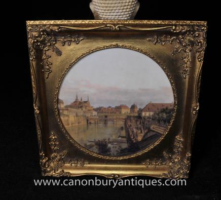 Italian Oil Painting Venetian Landscape River Scene Art 