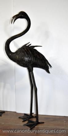 Pair Bronze Lifesize Flamingo Bronze Statues Birds Casting