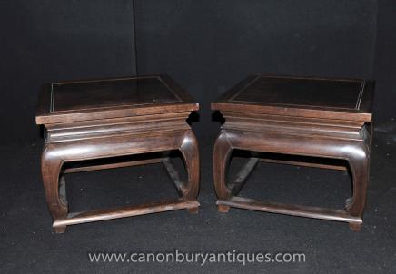Pair Chinese Antique Stools Side Tables Circa 1900