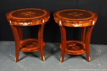 Pair Empire Side Cocktail Tables French Furniture Table