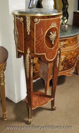 Pair Tall French Empire Pedestal Side Tables Kingwood