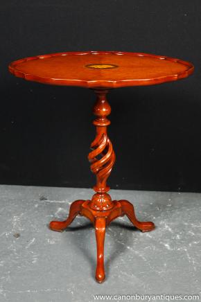 Regency Inlay Spiral Leg Side Table Sofa Occasional Tables 